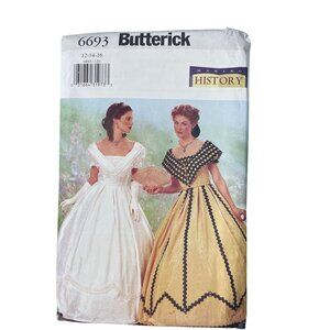 Butterick 6693 Historical Costume Pattern Civil War Belle 12-16 Formal UNCUT